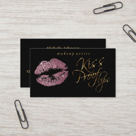 Tarjeta De Visita Labios de prueba de besos - Purpurina Rosa y oro e