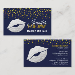 Tarjeta De Visita Labios de Relieve metalizado plateado falsos y art