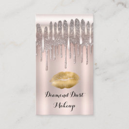 Tarjeta De Visita Labios de rosa dorado rosa helado beso diamante br