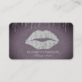 Tarjeta De Visita Labios del purpurina de la plata del artista de