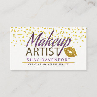 Tarjeta De Visita Labios del purpurina del artista de maquillaje de