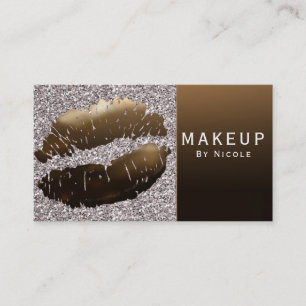 Tarjeta De Visita Labios Dorados Brillantes Pintalabios Maquillaje G