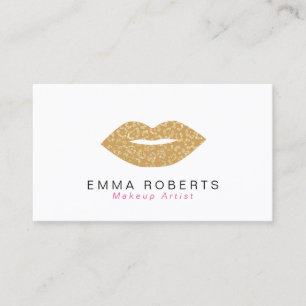 Tarjeta De Visita Labios elegantes del estampado leopardo del oro