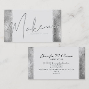 Tarjeta De Visita Labios elegantes lujo Maquillaje moderno plata