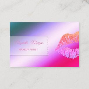 Tarjeta De Visita Labios Elegantes Modernos Coloridos con Brillo