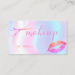 Tarjeta De Visita Labios Elegantes Modernos de Chica, Tijeras Hologr