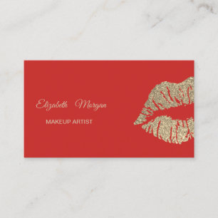 Tarjeta De Visita Labios Elegantes Modernos Rojos con Brillo