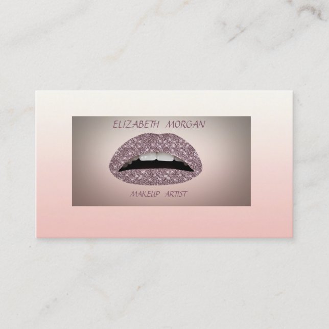 Tarjeta De Visita Labios Elegantes Sofisticados Modernos Brillantes (Anverso)