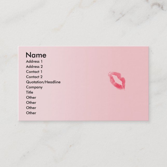Tarjeta De Visita Labios en negocio rosado (Anverso)