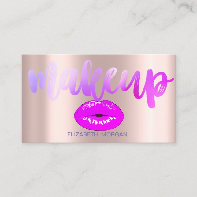 Tarjeta De Visita Labios estilizados profesionales y modernos, oro R (Anverso)