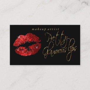 Tarjeta De Visita Labios glamorosos de bonito - Purpurina Rojo y Oro