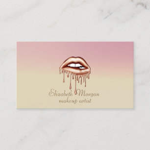 Tarjeta De Visita Labios goteantes metálicos con ombre elegante mode