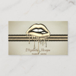 Tarjeta De Visita Labios Goteantes Metálicos Elegantes Profesionales