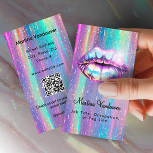 Tarjeta De Visita Labios holográficos brillantes y audaces