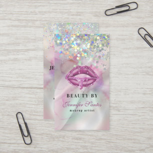Tarjeta De Visita Labios holográficos marmoleados con código QR de b