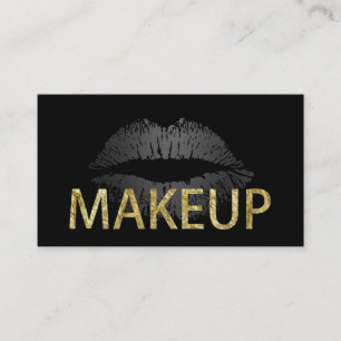 Tarjeta De Visita Labios modernos del texto del purpurina del oro