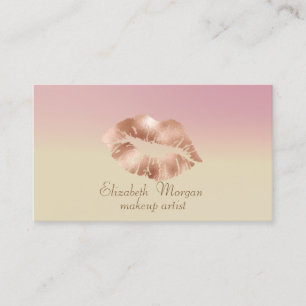 Tarjeta De Visita Labios Modernos Elegantes con Ombre de Oro Rosa