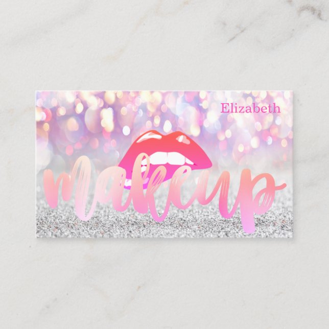 Tarjeta De Visita Labios modernos sofisticados y elegantes con bokeh (Anverso)
