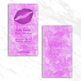 Tarjeta De Visita Labios Morados Textura Falsa Moderna Rosa