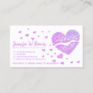 Tarjeta De Visita Labios púrpura Corazón Gloss Labial Maquillaje