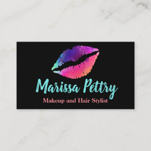 Tarjeta De Visita Labios Rainvow, artista de maquillaje, cita