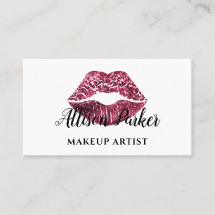Tarjeta De Visita Labios Rojo Brillante Chic Maquillador