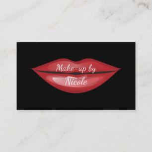 Tarjeta De Visita Labios Rojos Brillantes Besan Chic Moderno Glamour