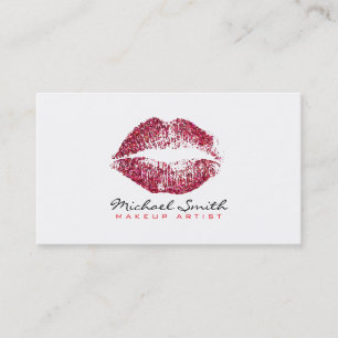 Tarjeta De Visita Labios rojos elegantes del purpurina del artista