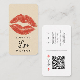 Tarjeta De Visita Labios Rojos Lápiz Labial Tinta para Labios Maquil