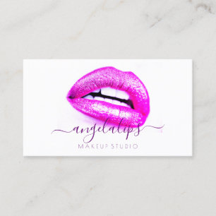 Tarjeta De Visita Labios Rosa Purpura Femeninos
