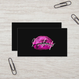 Tarjeta De Visita Labios rosados beso maquillaje belleza glam chic n