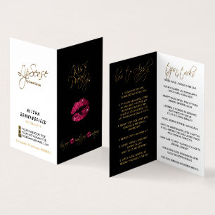 Tarjeta De Visita Labios rosados calientes e instrucciones en negro