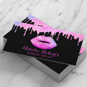Tarjeta De Visita Labios rosados maquilladores Artista moderno Paste