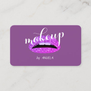 Tarjeta De Visita Labios Violetas Glamurosos Elegantes Modernos con