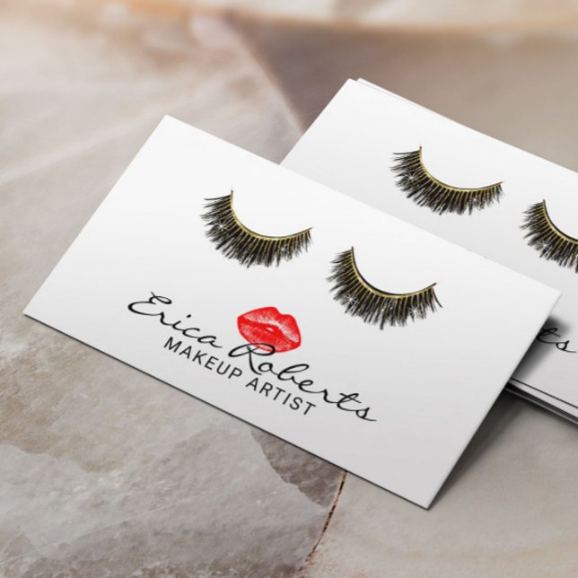 Tarjeta De Visita Labios y azotes Artista Elegante Salón De Belleza (Subido por el creador)