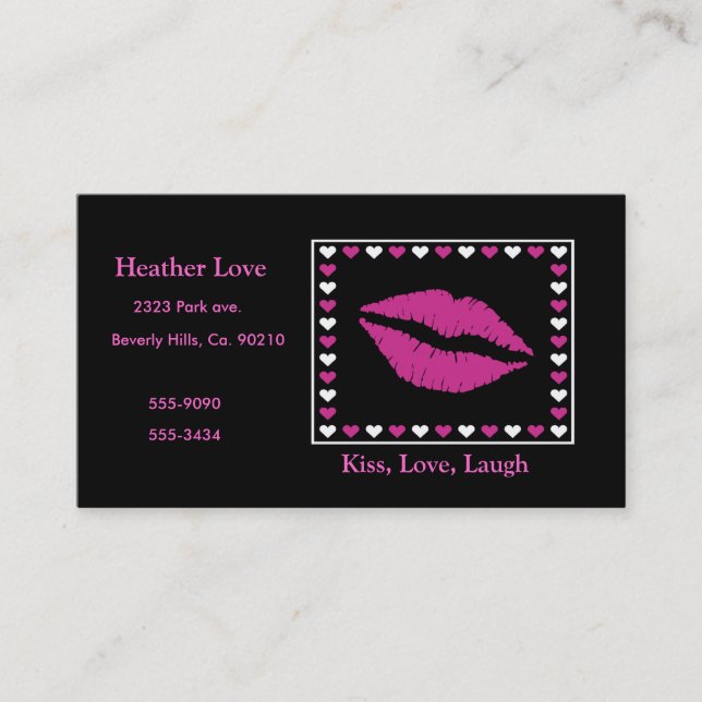 Tarjeta De Visita Labios y corazones calientes (Anverso)