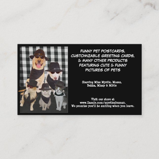 Tarjeta De Visita Laboratorios de los azules de Myrtie y gatos (Anverso)