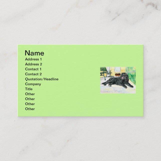 Tarjeta De Visita Labradoodle negro (Anverso)