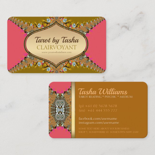 Tarjeta De Visita Lace Jewels Energy Goddess Tarot Business Cards (Anverso / Reverso)