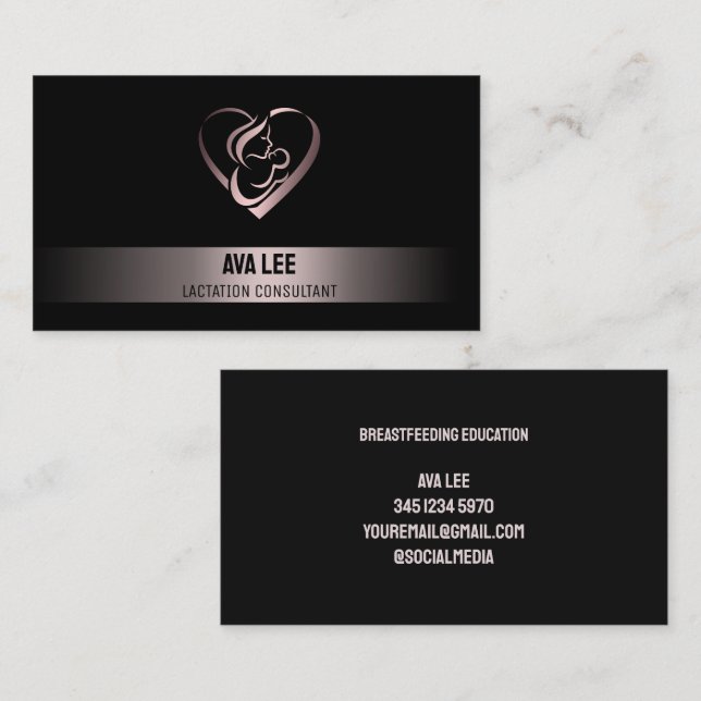 Tarjeta De Visita Lactancia Bronce negro (Anverso / Reverso)