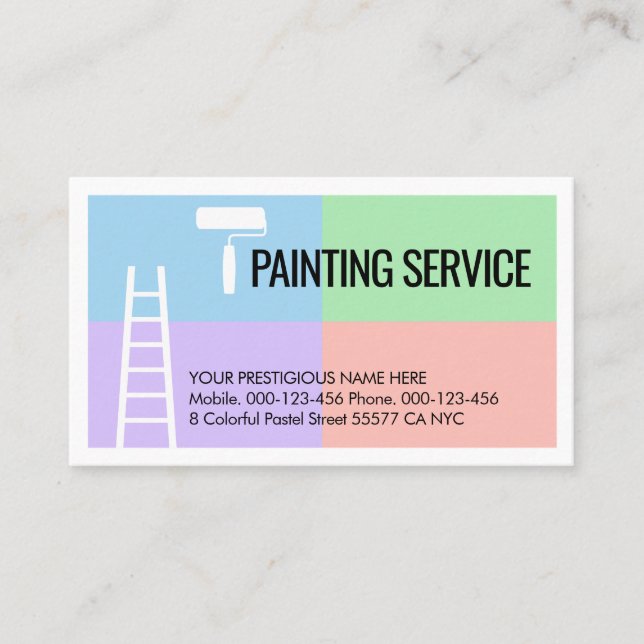 Tarjeta De Visita Ladder Paint Brush On Pastels (Anverso)