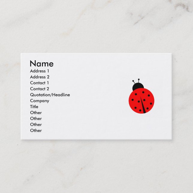Tarjeta De Visita Ladiebug (Anverso)