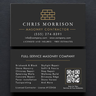Tarjeta De Visita Ladrillo de mampostería de código QR Mason