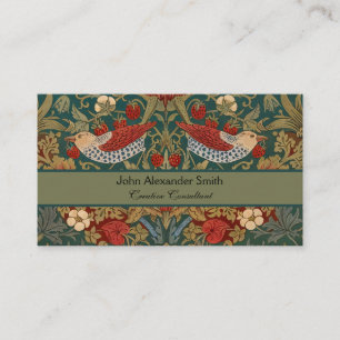 Tarjeta De Visita Ladrón de Fresas Morris Azul Verde Rojo Arte Flora