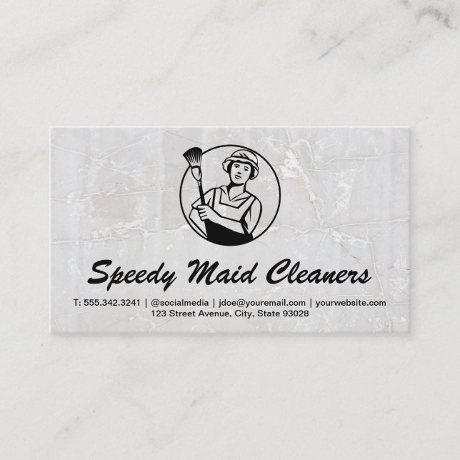 Tarjeta De Visita Lady Cleaner | Fondo de Marble (Anverso)