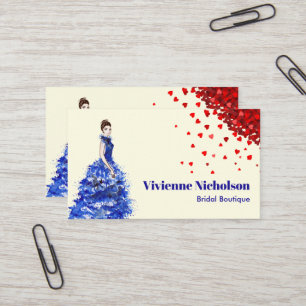 Tarjeta De Visita Lady con espárragos Blue Ballgown Red Heart Confet