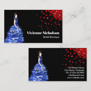 Tarjeta De Visita Lady con espárragos Blue Ballgown Red Heart Confet