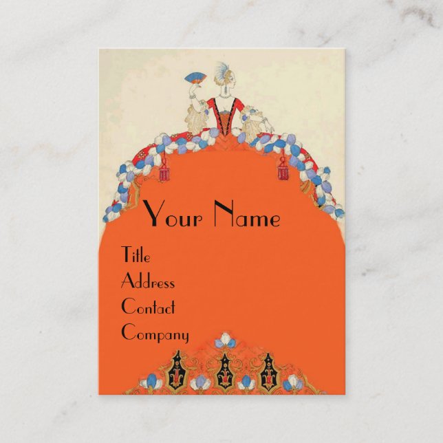 TARJETA DE VISITA LADY NARANJA FASHION COSTUME DISEÑADOR MAKEUP ARTI (Anverso)