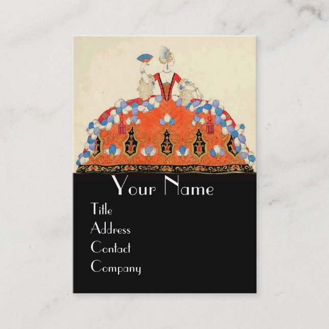 TARJETA DE VISITA LADY NARANJA FASHION COSTUME DISEÑADOR MAKEUP ARTI (Anverso)