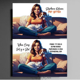 Tarjeta De Visita Lady Pet Cat Dog Sitter 